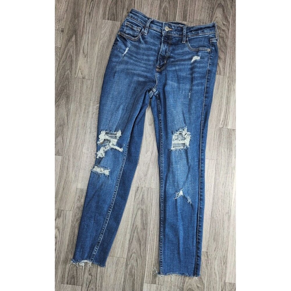 (3/$35) Old Navy Size 2 High Rise Rockstar Skinny Distressed‎ Stretch Blue Jeans